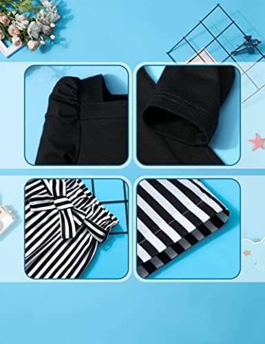 Облека за девојчиња од Ribabz Toddler, дете облека од плоштад вратот со долги ракави на врвот + шарени панталони + лента за глава 3