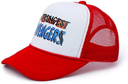 CoserDepot Бејзбол капа, најсилен херој 2022 мода на отворено Snapback Mesh Trucker Hat за мажи црвени