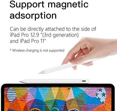 Пенкало За Активно Игла На Екранот За iPad Со Отфрлање На Дланката, Магнетна Адсорпција За Прецизно Пишување/Цртање Компатибилно Со iPad Pro,