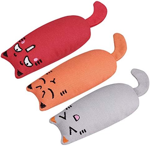 Бојафа 3 пакет играчки за мачки за мачки за мачки во затворен простор, кои играат играчки за чистење заби за џвакање - Креативна перница гребење
