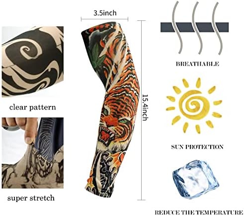 РАКАВИ За ТЕТОВАЖА ЈАРИЕВ За Мажи, 12 парчиња Ракави За Раце Лажни Тетоважи Ракави За Покривање На Рацете Ладење Ракави За Заштита Од Сонце