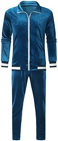 Најдобар костум за патеки за мажи спортска облека со кадифена боја во боја за мажи во боја, зимски случајни костуми за костуми мажи костуми