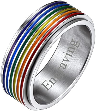 FaithHeart LGBT гордост Виножито Фиџет прстени, не'рѓосувачки челик/18к злато позлатена loveубов е loveубовен накит за мажи жени персонализирани