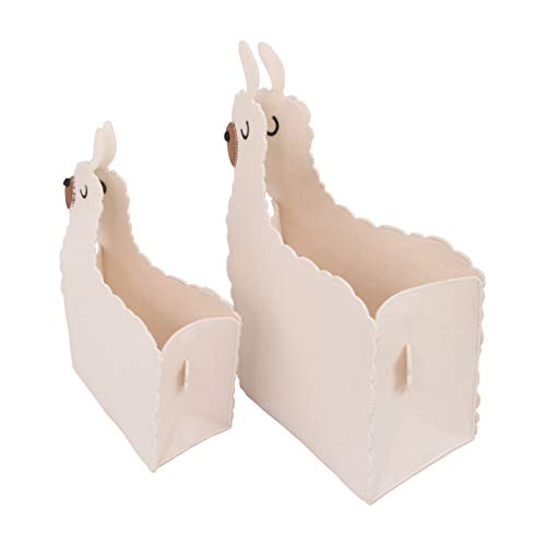 Nojo White Feel Llama Llama во облик на 2 -тина расадник за складирање на расадници, бел, тен