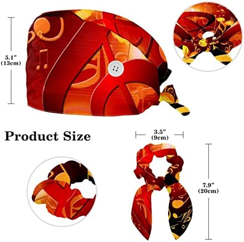 Апстрактни Музички Ноти Работно Капаче Со Копчиња Прилагодлива Буфантна Капа Унисекс Капа За Чистење Со Лак Коса