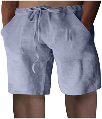 Памучни постелнини од памук Wenkomg1 за мажи, лесни шорцеви за дишење на плажа летни печатени пижами шорцеви обични PJ стебла