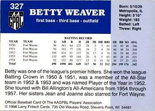 1996 AAGPBL Серија 2 Бејзбол 327 Бети Вивер Форт Вејн Дејзи Рк Дебитант Официјален Сите Американски Девојки Професионална Бејзбол Лига Тргување