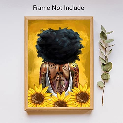 Црна кралица wallидна уметност афроамериканска wallидна уметност црна кралица сончоглед постер и отпечатоци афро девојче портрет wallидна уметност