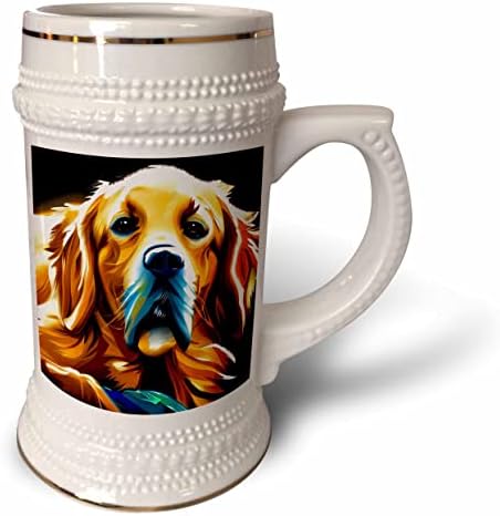 3дроза Симпатична златен ретривер куче портрет на црно. Дигитален. - 22оз Штајн Кригла