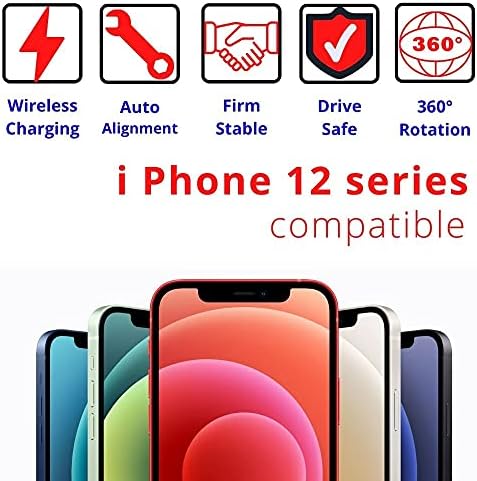 Апорија - Компатибилен за полнач за автомобили Magsafe Apple iPhone 14 13 & 12 Mini Pro Max | Полнач за монтирање на телефон за магнетски