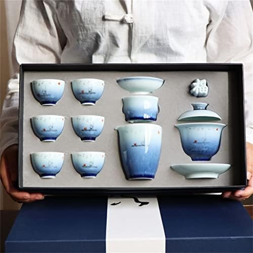 ZLXDP рачно насликан чај од печка постави керамички кунг фу чај сет кинески покриени чаши чај чаши комплетни подароци за подароци
