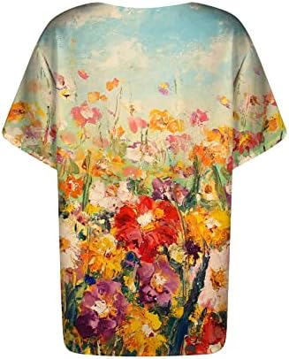 Цветни Врвови За Жени 2023 Летно Печатено Копче Надолу Модни Секојдневни Кошули Со Долги/Кратки Ракави Блуза Со Џеб