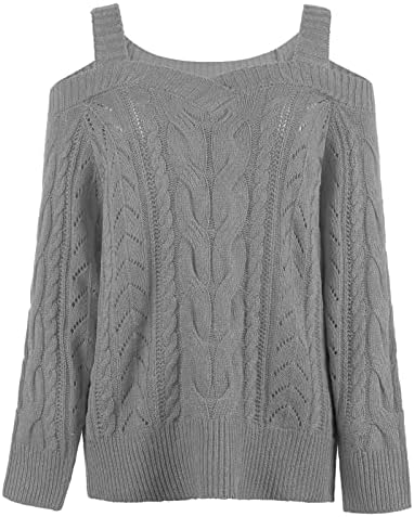 RMXEI женски есен/зимска линија вратот со долг ракав џемпер од рамото плетен џемпер пулвер врв