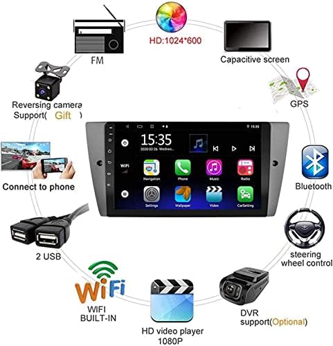 9-Инчен Радио Мултимедијален Плеер Со Екран На Допир За Б-МВ Е90 Е91 Е92 Е93, Андроид 8.1 Двоен Дин/БТ/WiFi/Mirrorlink/SWC/Камера За Заден Поглед