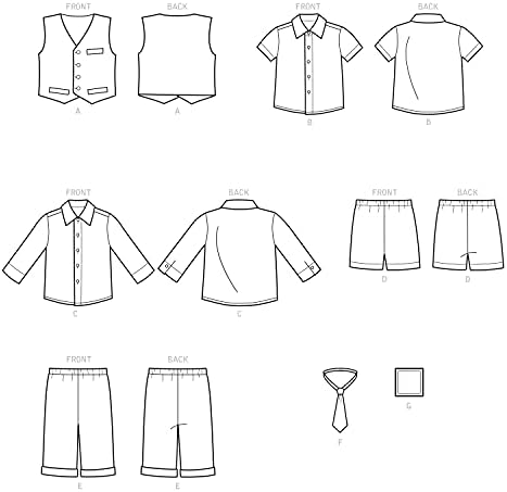 Модел на шиење на едноставност S9194 - елек на новороденчињата, кошула, шорцеви, панталони, плоштад вратоврска и џеб, големина: а
