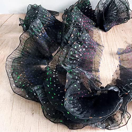 10 јарди органза расипана плетена чипка ткаенина ретро руфла плетиран шифон трим чипка ткаенина за шиење на ткаенина за венчаница
