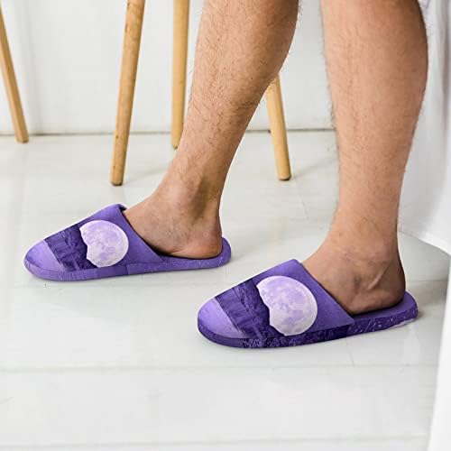 Purple Supermoon машки памук папочни затворени папучи за пети на лесни влечки од куќа за удобност