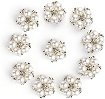 30 парчиња/поставени копчиња со цветни ригистони на бисери копче за свадби за свадбе
