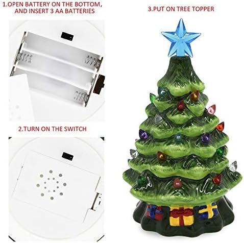 2 комплети 7 Керамичка елка со бонбони и дизајн на кутии за подароци, мини прелитни таблети новогодишна елка со екстра сина