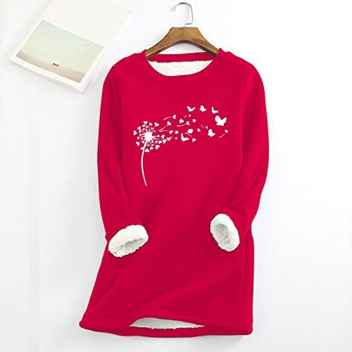 Womenенски обичен кошула густа маичка со руно зимска рунда вратот топло мека модна долна облека удобни женски џемпери