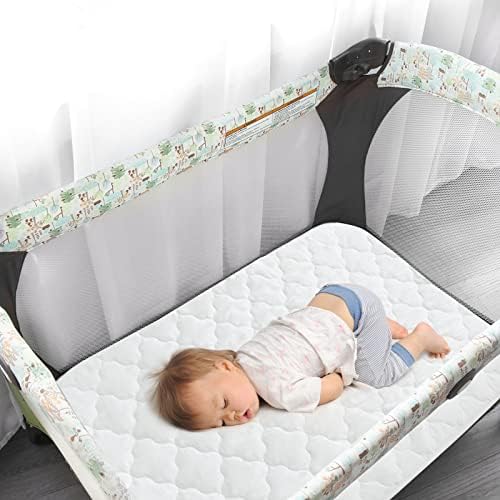 Bamboo Pack N Play Datcer Pad Cover & Pack and Play Sheet vicilted- 39 x 27 за душек на Graco Playard | Мини и преносни душеци за плејард,