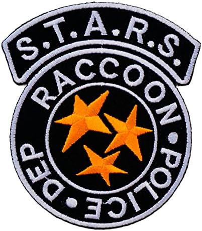 Графички прашини starsвезди Ракун Полициска значка железо на лепенка лого чадор Корп Биохазард череп за спасување тим косплеј костум С.Т.А.Р.С.