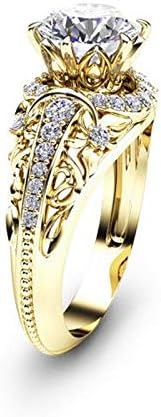 Прекрасни жени накит 18K жолто злато позлатена бела сафир прстен свадба SZ6-10