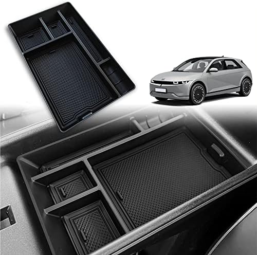 BestevMod за IONIQ5 кутија за складирање на кутија за складирање на кутии за внатрешни додатоци со гума црна трим компатибилна со Hyundai