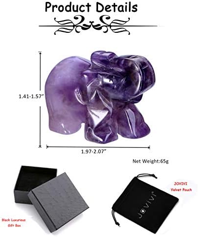 Пезоенти природен амехтист слон фигура, украс, лековити кристални скапоцени камења виолетова енергија реики врежан камен животински