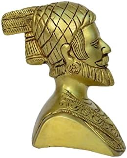 Bharat Haat Brass Metal Chatrapati Shivaji Face во декоративна уметност BH00787