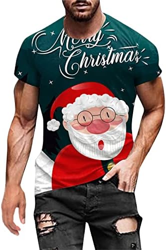 ZDDO Божиќен машки војник со кратки ракави со кратки ракави, мускули тенок фит дизајнер на забави врвови Божиќни графички смешни спортски