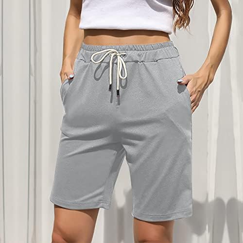 Shortsенски Бермуда шорцеви влечеа еластични шорцеви на половината со цврсти случајни кратки панталони за летни салони за пешачење панталони