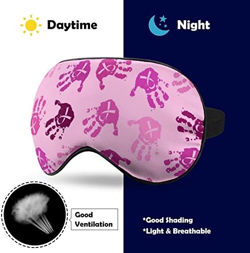 Розова лента за карцином рак отпечаток за спиење маска за очи за очи со прилагодлива лента за ролетни за патувања за авиони