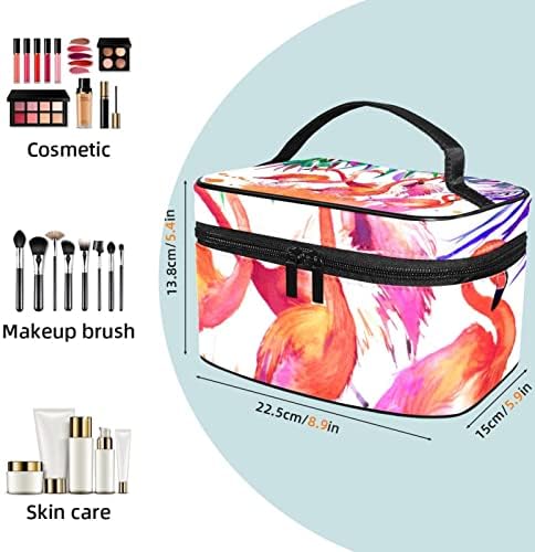 Тоалетна Торба, Козметичка Торба За Шминка За Патувања За Жени Мажи, Фламинго Тропски Лисја Цвет