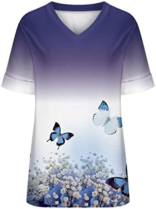ZLOVHE Women'sенски плус големина облека женска пролетна летна мода плажа Обичен принт лабава маица со кратки ракави на врвот