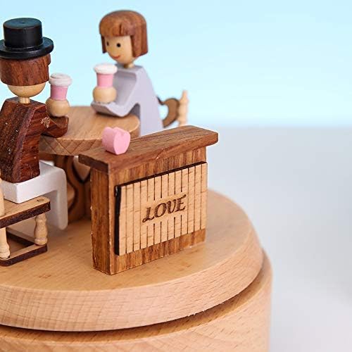 XJJZS Музичка кутија нова дрвена ротирачка музичка кутија часовница музика рачно изработена дрвена кутија занаетчии додатоци