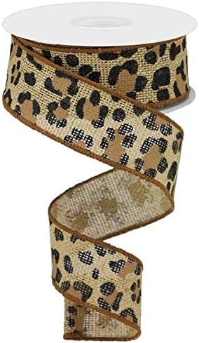 Wired Ribbon Leopard/Cheetah Print за венци, цветни аранжмани, завиткување на подароци, занаетчиство