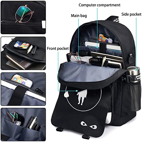 Junlion аниме лаптоп ранец за момчиња, торби за ракетни училишта за книги за тинејџери за тинејџери