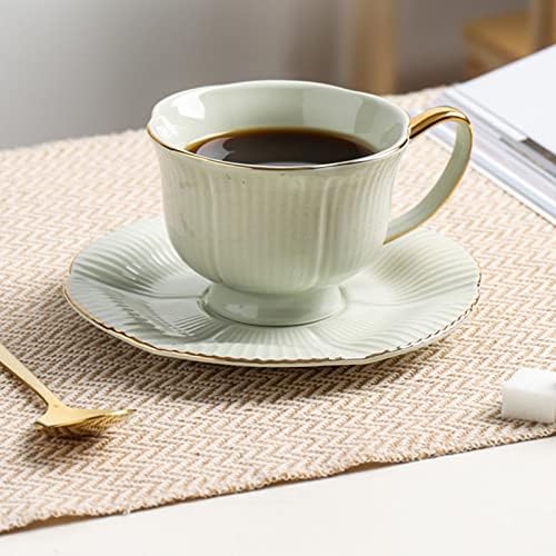 PSVOD кригла 6.88oz керамички чај чаша чаша млеко кафе со чаша и чинија со златно кафе лажица чаши чаши чаши чаши