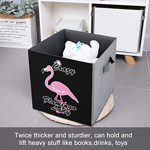 Луда Фламинго Дама Склопувачки Канти За Складирање Основи Преклопување Ткаенина Коцки За Складирање Организатор Кутии Со Рачки