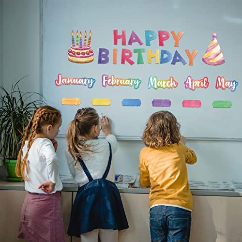 72 парчиња среќен роденден билтен табла постави акварел роденденски wallид украси Среќен роденден билтен табла за исечоци за календарски