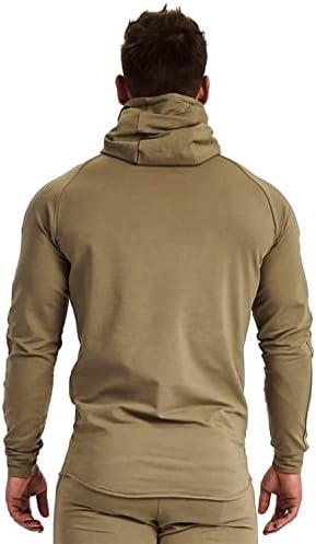 Gymelite машки 1/4 поштенски моден пуловер атлетски тренинг на атлетски тренинзи се вклопуваат со памучни џемпери, обичен долг ракав со џеб