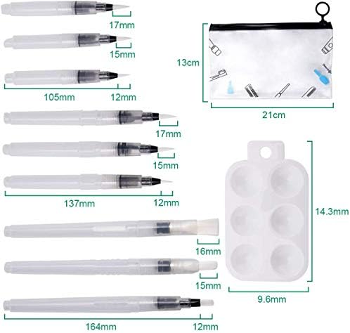 Постави пенкала за четки за акварели на OurFens - Супер лесен за употреба и пополнување, сет за четки за пенкала за акварел од 9 парчиња за растворлив