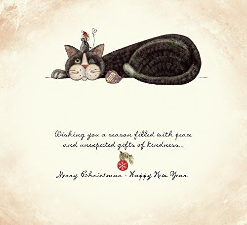 Божиќни картички Акахх, картички со долг стил со не-фракс сјај, целосна боја во дизајни, мачки и глувци, подароци на kindубезност