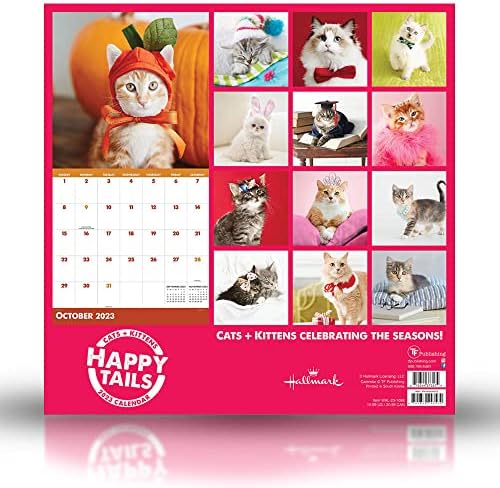 TF Publishing Среќни опашки: Мачки + мачиња кои ги слават сезоните 2023 Wallиден календар 12 месеци Голем wallиден календар 2023 месечни