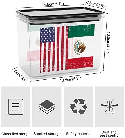 Американско Мексико Знаме Кутија За Складирање Пластични Канистри За Контејнери За Организатор На Храна Со Капак За Кујна