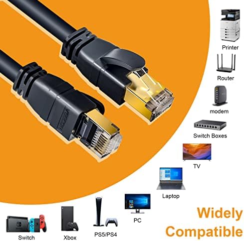 Веекох мачка 7 етернет кабел 50 ft/15m голема брзина 10Gbps CAT7 мрежен LAN Patch Cord Cable SSTP Dual заштитен Интернет жица со