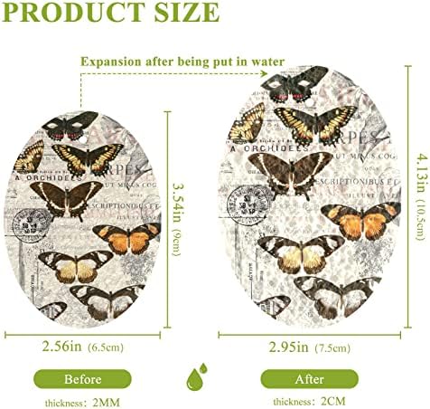Алаза пеперутка и цвеќиња Гроздобер ретро колаж природен сунѓер кујнски целулоза сунѓери за миење садови за миење бања и чистење на домаќинствата,