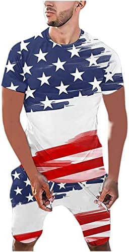 РБКУЛФ Ден на независност Спорт Постави за мажи кратки ракави маици врвови на џогер шорцеви 2 парчиња поставени патриотски маички