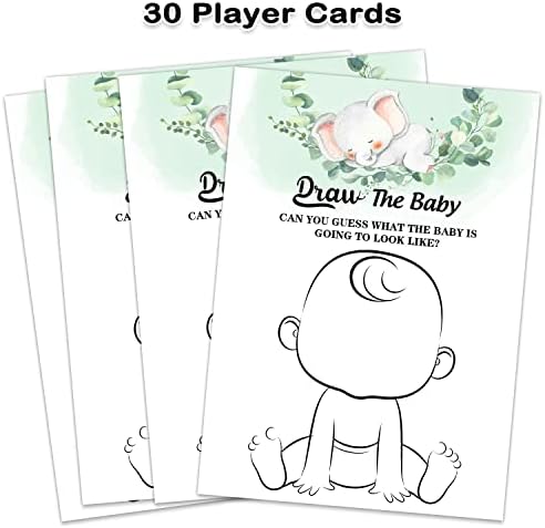 Картички за игри за туширање за бебиња, симпатична слон цртајте картичка за игри за бебиња за забава за бебиња за туширање ， смешен